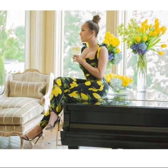 DOLCE&GABBANA LEMON PRINT CHARMEUSE JUMPSUIT IT44 - Picture 3 of 6